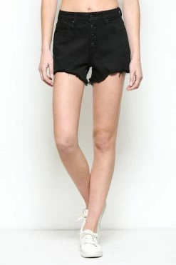 Hidden Jeans Bottoms Sofie 3 HR Black Button Mom Denim Short