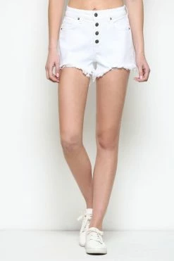 Hidden Jeans Sofie 5 HR White Button Mom Denim Short