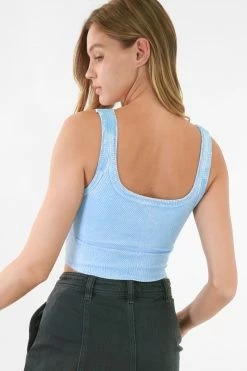 Nikibiki New Vintage Ice Blue Chevron Crop Top Tops