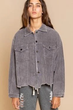 POL Clothing Bastina Deep Charcoal Jacket