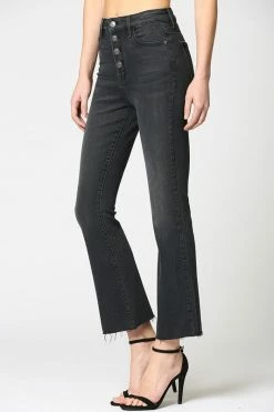 Hidden Jeans Happi HR Black Button Basic Crop Flare Jean