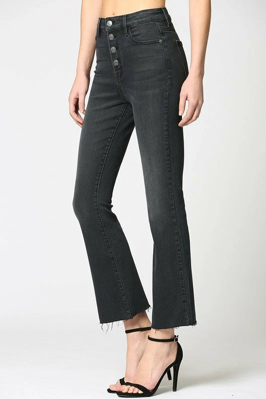 Hidden Jeans Happi HR Black Button Basic Crop Flare Jean 4 Hidden Jeans Happi HR Black Button Basic Crop Flare Jean