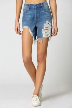Hidden Jeans Bottoms Sofie 1 HR Heavy Distressed Mom Denim Short