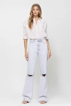 Vervet Leslie Super High Rise Grey Distressed Flare Jean Bottoms 19 Vervet Leslie Super High Rise Grey Distressed Flare Jean Bottoms