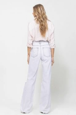 Vervet Leslie Super High Rise Grey Distressed Flare Jean Bottoms 21 Vervet Leslie Super High Rise Grey Distressed Flare Jean Bottoms