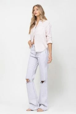 Vervet Leslie Super High Rise Grey Distressed Flare Jean Bottoms 18 Vervet Leslie Super High Rise Grey Distressed Flare Jean Bottoms