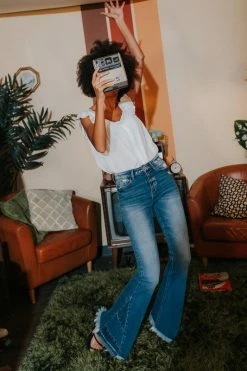 Vervet Bella High Rise Panel Hem Flare Jean Bottoms