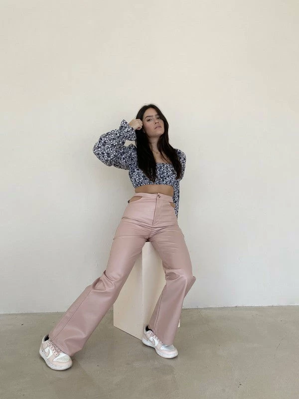 Bailey Rose Bottoms Miley Vegan Leather Blush Pant 5 Bailey Rose Bottoms Miley Vegan Leather Blush Pant