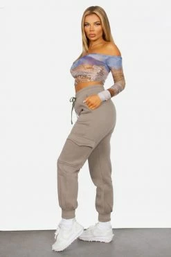 Tic Toc Rude Grey Cargo Sweatpant