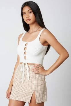 Cotton Candy Brielle White Rib Knit Top Tops