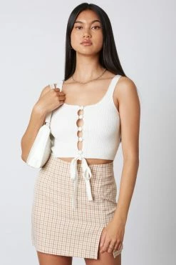 Cotton Candy Brielle White Rib Knit Top Tops