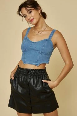 Blue Blush Tops Petra Denim Crop Top