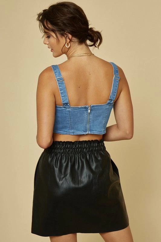 Blue Blush Tops Petra Denim Crop Top 7 Blue Blush Tops Petra Denim Crop Top