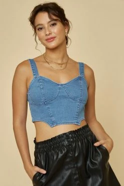 Blue Blush Tops Petra Denim Crop Top 9 Blue Blush Tops Petra Denim Crop Top