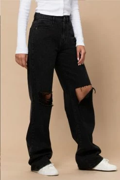 Hidden Jeans Logan High Rise Black Distressed Dad Jean Bottoms