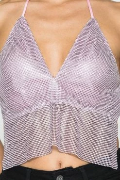 Lydia Tops Liza Pink Rhinestone Top