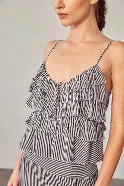 Mustard Seed Lea Black Stripe Tank Top Tops