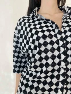 Bailey Rose Davina Checkered Terry Shirt Tops