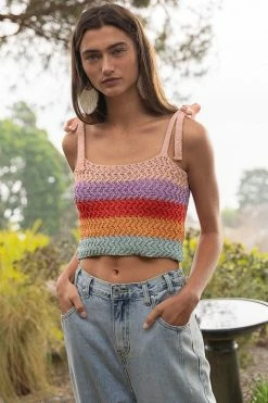 POL Clothing Juniper Crochet Top Tops