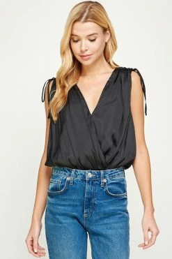 Strut And Bolt Impulse Black Satin Bodysuit