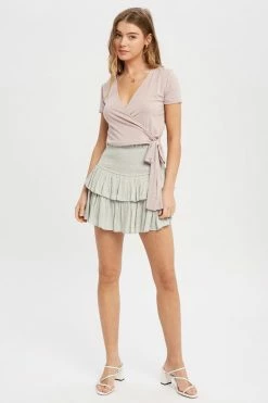 Miou Muse Bottoms Calliope Textured Sage Skort