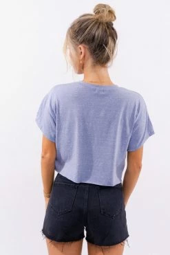 Le Lis Be Happy Denim Crop Tee Tops 7 Le Lis Be Happy Denim Crop Tee Tops