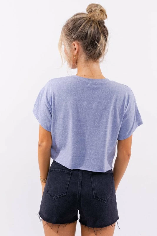 Le Lis Be Happy Denim Crop Tee Tops 5 Le Lis Be Happy Denim Crop Tee Tops