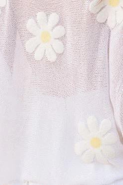 Storia Tops White 3-D Daisy Sweater 11 Storia Tops White 3-D Daisy Sweater