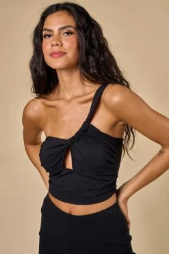 Blue Blush Tops Alessandra Black Top