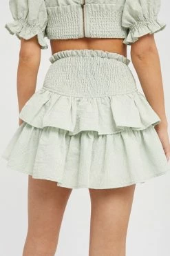 Miou Muse Bottoms Calliope Grid Mint Skort