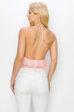 The Vintage Shop Carrie Pink Tulle Halter Top