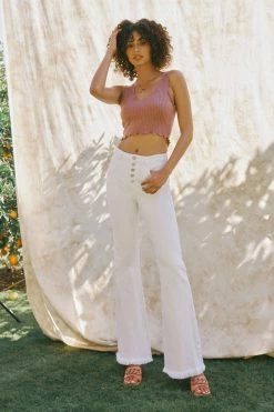 Kancan Bobbie HR White Frayed Flare Jean