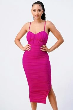 Privy Upscale Fuchsia Midi Dress 8 Privy Upscale Fuchsia Midi Dress
