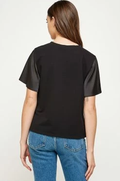 Strut And Bolt Starlet Black Satin Top Tops