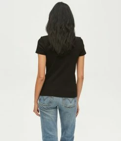 Michael Stars Lexy Black Rib Crew Neck Tee