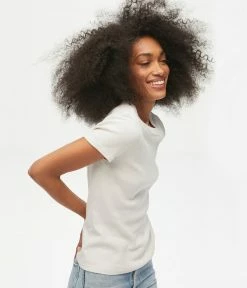 Michael Stars Tops Lexy Ecru Rib Crew Neck Tee