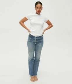 Michael Stars Lexy White Rib Crew Neck Tee