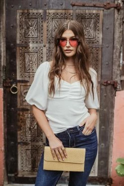 Veronica M. Tops White Monaco Puff Sleeve Ity Top