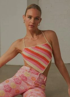 Peppermayo Cancun Crochet Pink Orange Halter Top Tops 8 Peppermayo Cancun Crochet Pink Orange Halter Top Tops