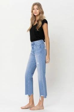 Flying Monkey Bottoms Angie High Waist Vintage Distressed Crop Straight Jean