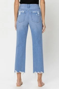 Flying Monkey Bottoms Angie High Waist Vintage Distressed Crop Straight Jean