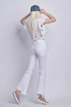 Flying Monkey Bottoms Hudson MR Distressed White Flare Jean