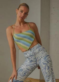 Peppermayo Cancun Crochet Blue Green Halter Top