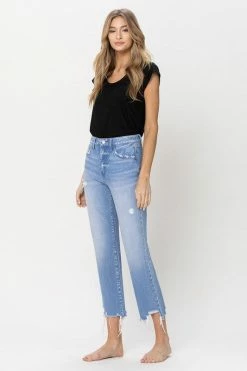 Flying Monkey Bottoms Angie High Waist Vintage Distressed Crop Straight Jean