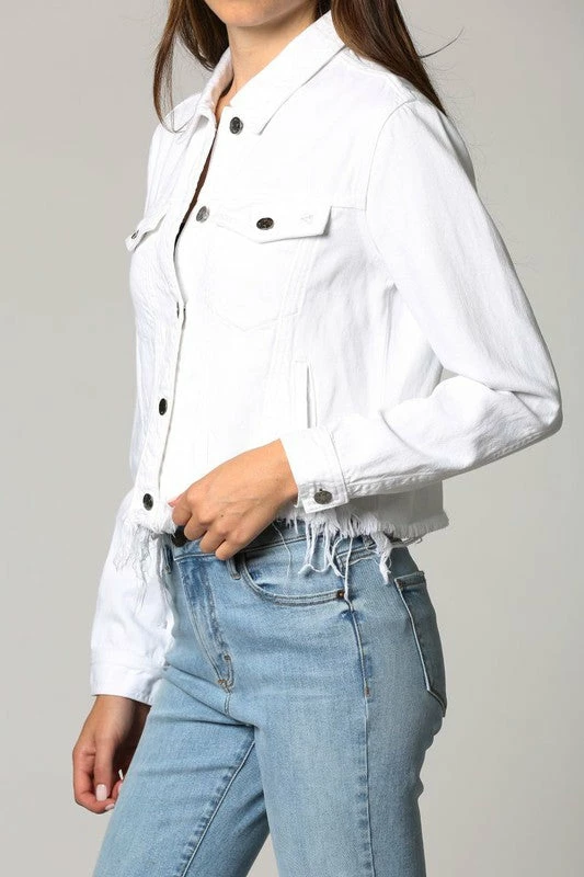 Hidden Jeans Rebel White Fitted Frayed Hem Denim Jacket 4 Hidden Jeans Rebel White Fitted Frayed Hem Denim Jacket