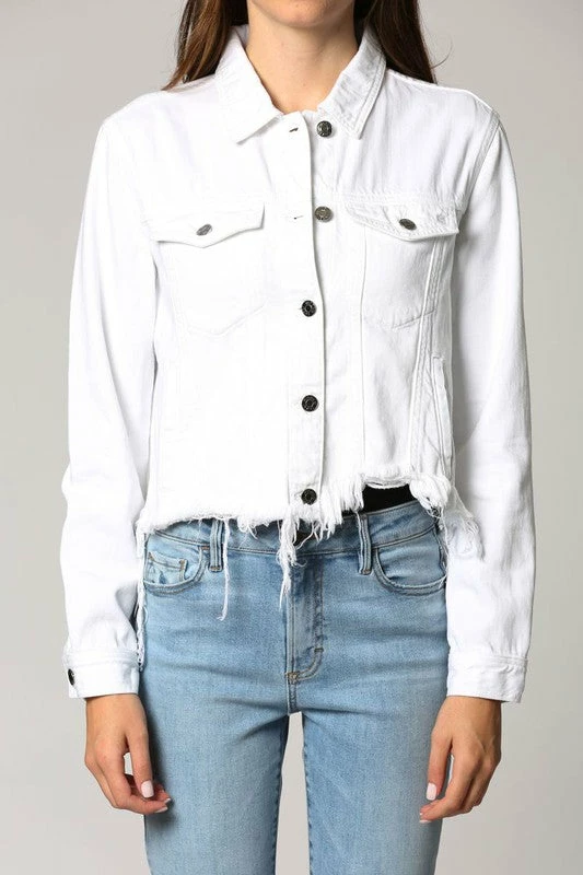 Hidden Jeans Rebel White Fitted Frayed Hem Denim Jacket 5 Hidden Jeans Rebel White Fitted Frayed Hem Denim Jacket