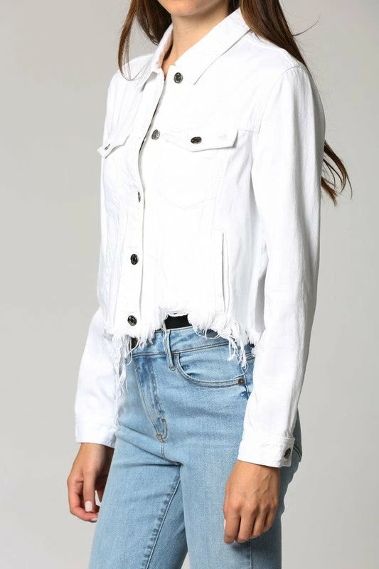 Hidden Jeans Rebel White Fitted Frayed Hem Denim Jacket 6 Hidden Jeans Rebel White Fitted Frayed Hem Denim Jacket