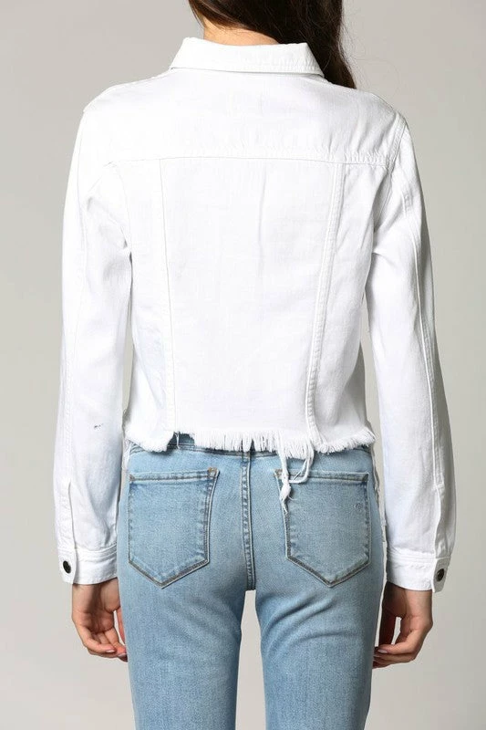Hidden Jeans Rebel White Fitted Frayed Hem Denim Jacket 7 Hidden Jeans Rebel White Fitted Frayed Hem Denim Jacket