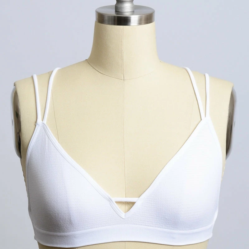 Leto Accessories Double Cross Strappy Back White Bralette Tops 8 Leto Accessories Double Cross Strappy Back White Bralette Tops