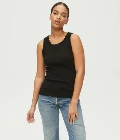 Michael Stars Paloma Black Rib High Neck Tank Tops